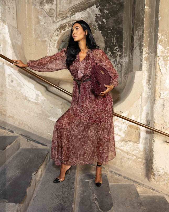 ABI4001 ABITO LUNGO FANTASIA BORDEAUX