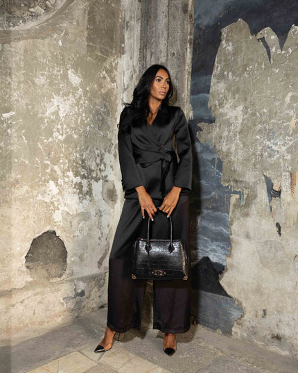 COM1298 TAILLEUR EFFETTO SETA NERO