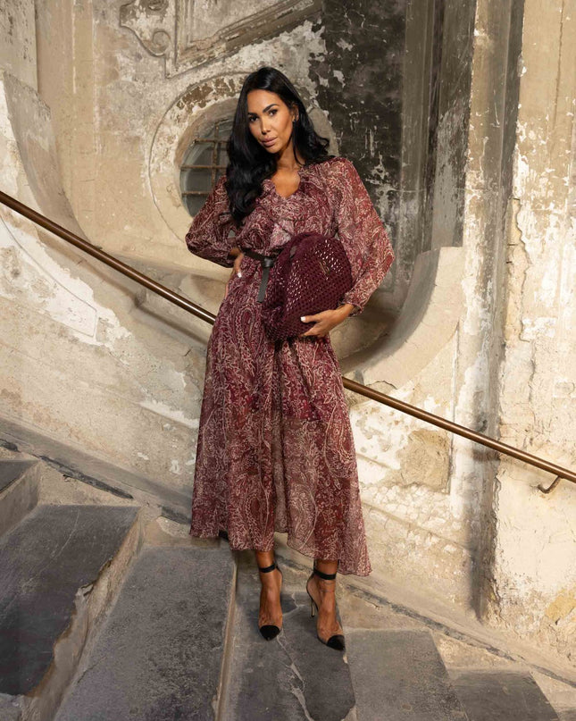ABI4001 ABITO LUNGO FANTASIA BORDEAUX