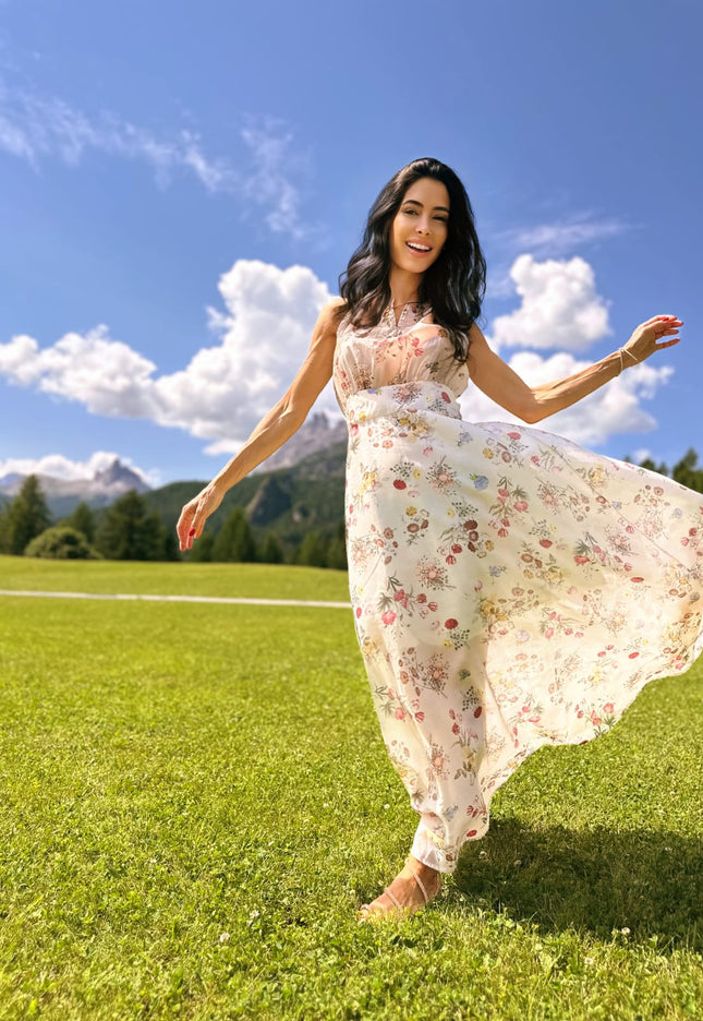 Abito in tencel fantasia fiori