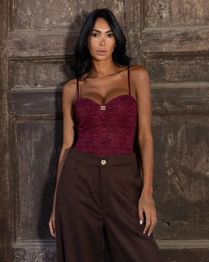 TOP0653 BODY IN MACRAME BORDEAUX