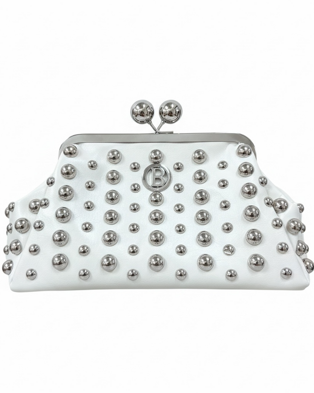 BO01779 CLUTCH CON BORCHIE BIANCO