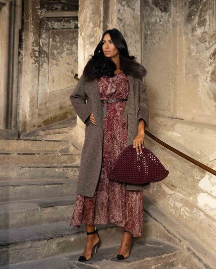 ABI4001 ABITO LUNGO FANTASIA BORDEAUX