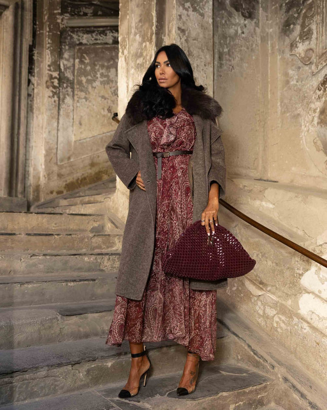 ABI4001 ABITO LUNGO FANTASIA BORDEAUX