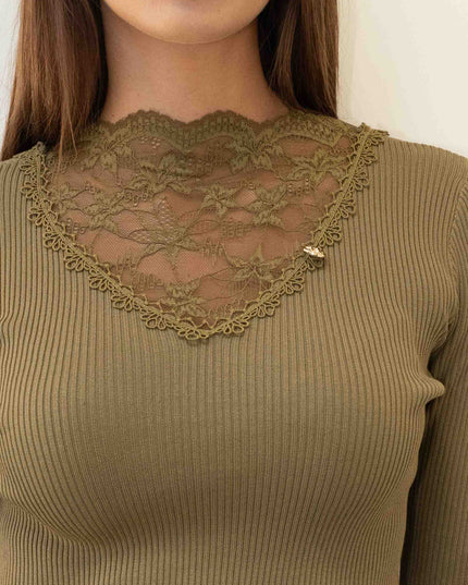 MAG8159 MAGLIA MANICA LUNGA CON PIZZO VERDE