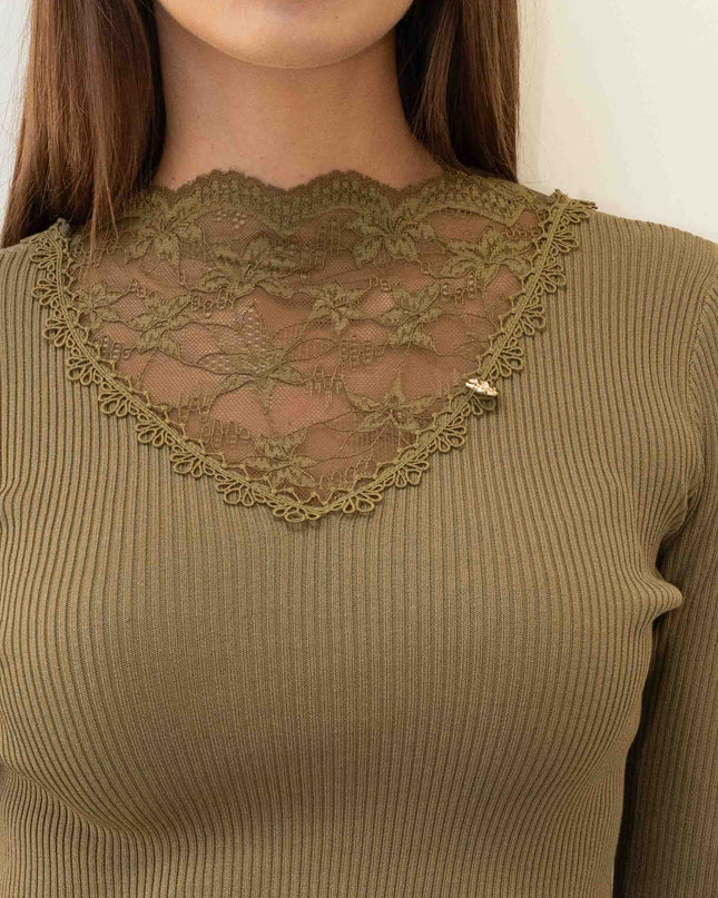 MAG8159 MAGLIA MANICA LUNGA CON PIZZO VERDE