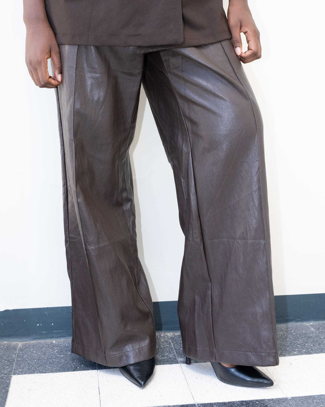 PAN5027 PANTALONE ECOPELLE MORO