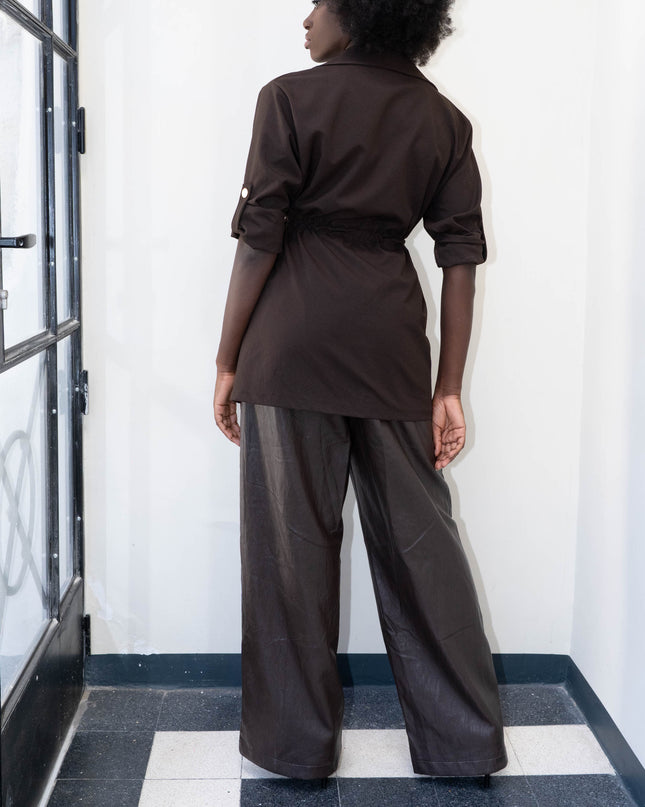 PAN5027 PANTALONE ECOPELLE MORO