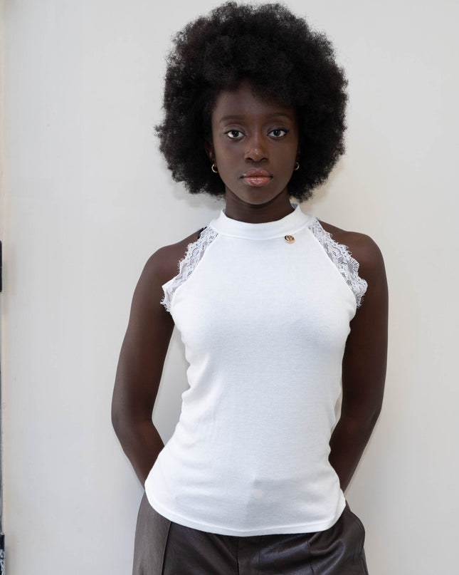 MAG8154 MAGLIA CON PIZZO PANNA
