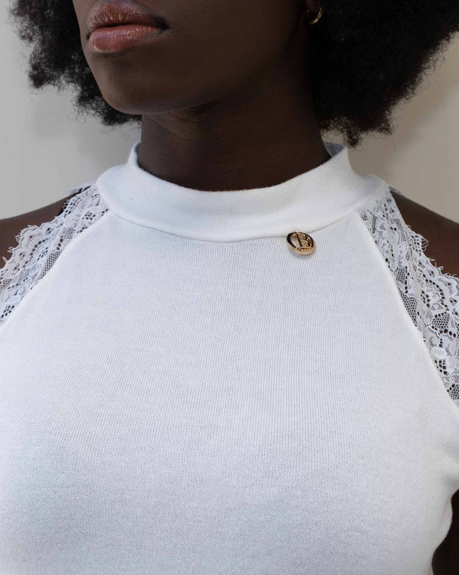MAG8154 MAGLIA CON PIZZO PANNA