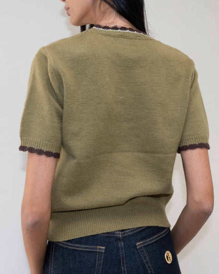 MAG8149 MAGLIA CON ROMBI E FIOCCHETTI VERDE