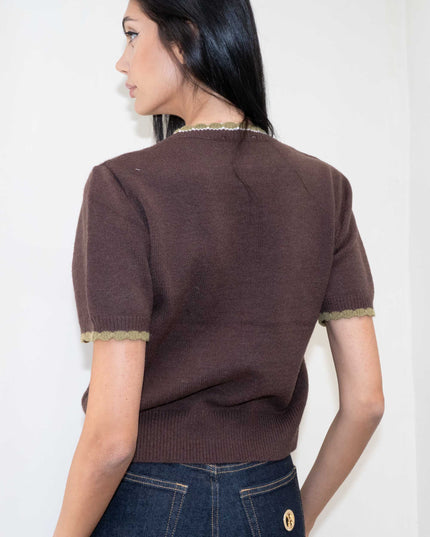 MAG8149 MAGLIA CON ROMBI E FIOCCHETTI MORO