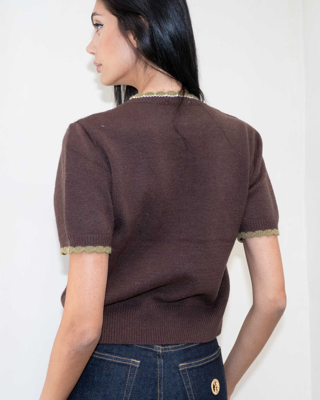 MAG8149 MAGLIA CON ROMBI E FIOCCHETTI MORO