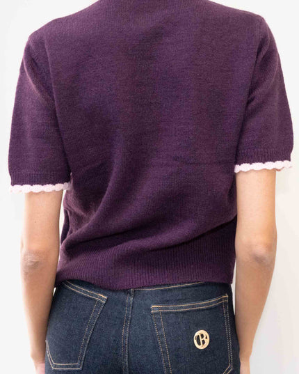 MAG8149 MAGLIA CON ROMBI E FIOCCHETTI VINO