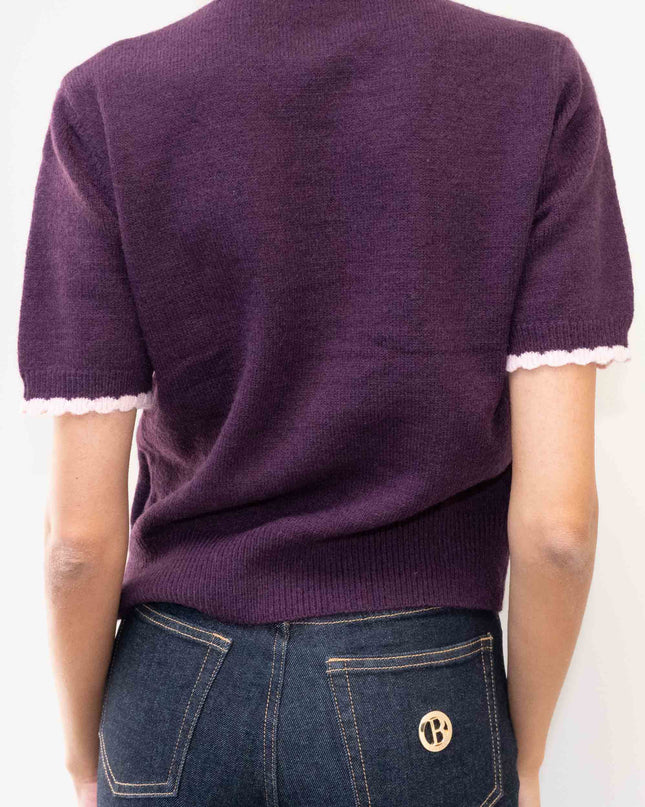 MAG8149 MAGLIA CON ROMBI E FIOCCHETTI VINO