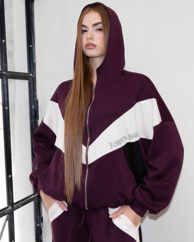 COM1299 COMPLETO TUTA TRICOLORE BORDEAUX