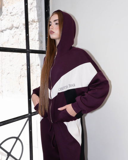 COM1299 COMPLETO TUTA TRICOLORE BORDEAUX