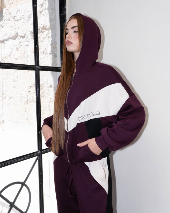 COM1299 COMPLETO TUTA TRICOLORE BORDEAUX
