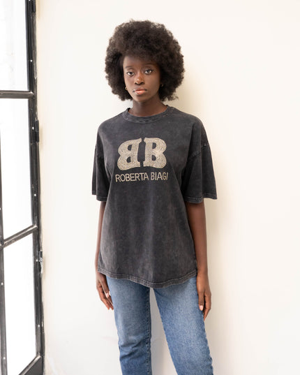 MAG8150 T-SHIRT CON BORCHIE NERO