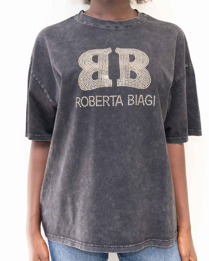 MAG8150 T-SHIRT CON BORCHIE NERO