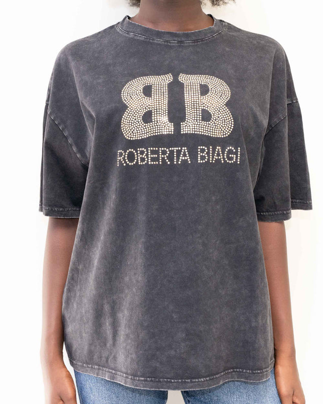 MAG8150 T-SHIRT CON BORCHIE NERO