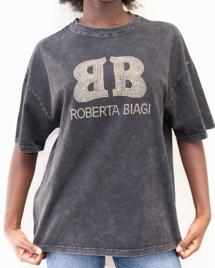 MAG8150 T-SHIRT CON BORCHIE NERO
