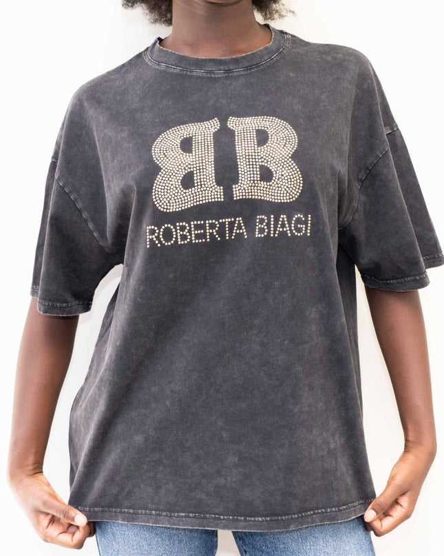 MAG8150 T-SHIRT CON BORCHIE NERO