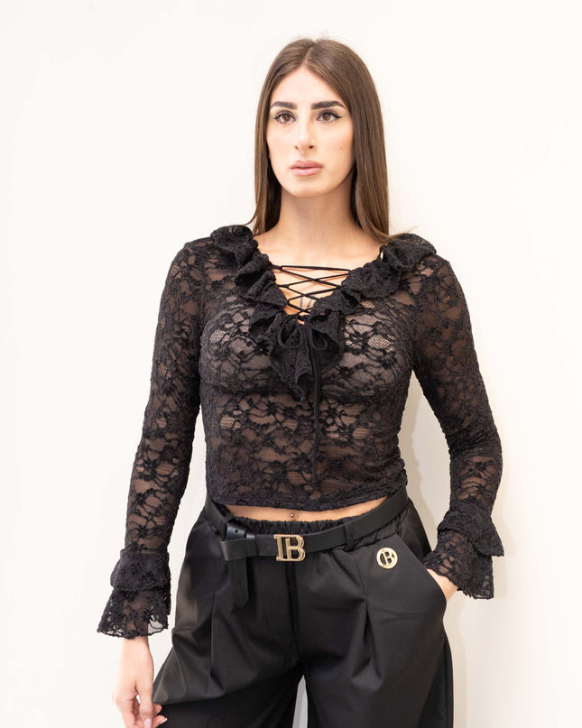 MAG8163 MAGLIA IN MACRAME NERO