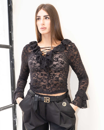 MAG8163 MAGLIA IN MACRAME NERO