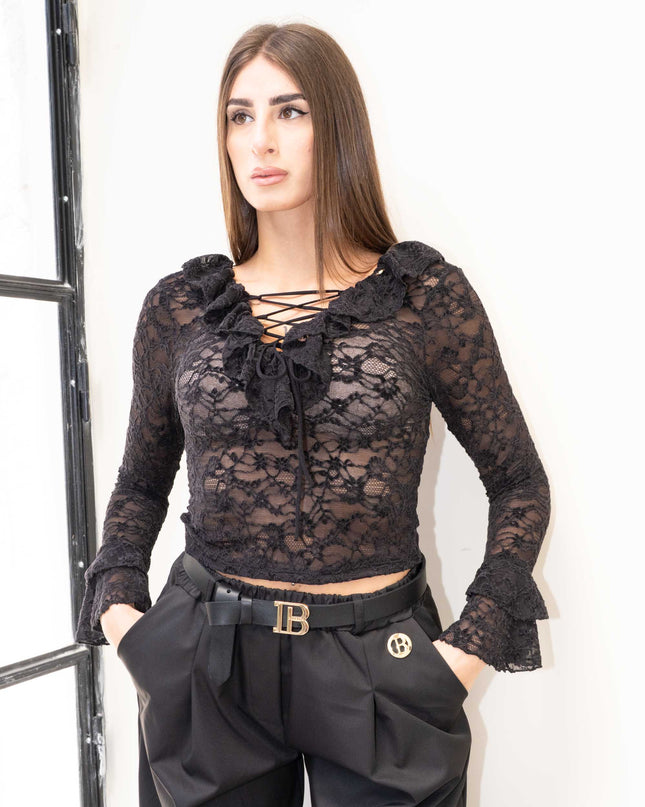 MAG8163 MAGLIA IN MACRAME NERO