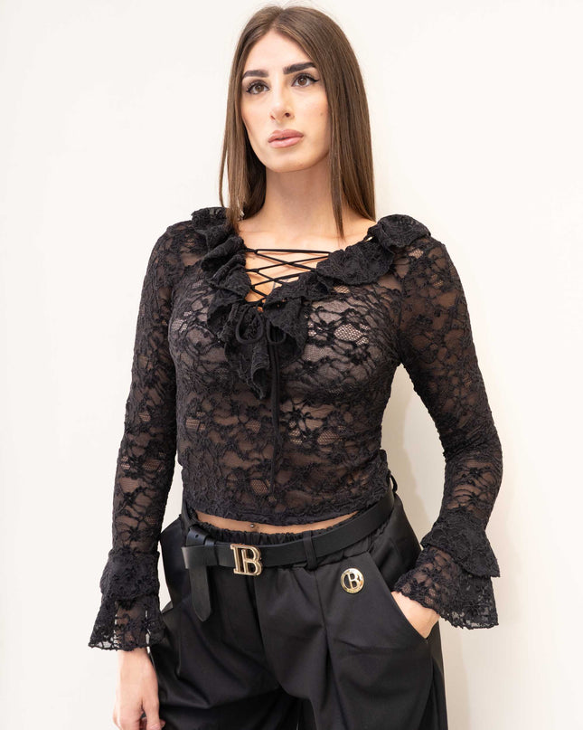 MAG8163 MAGLIA IN MACRAME NERO