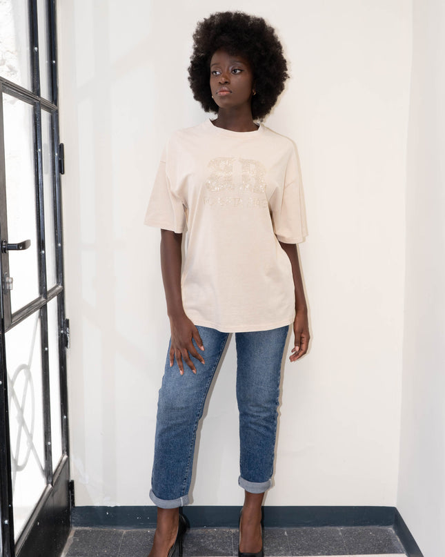 MAG8150 T-SHIRT CON BORCHIE BEIGE