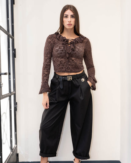 PAN5018 PANTALONE BALLON NERO