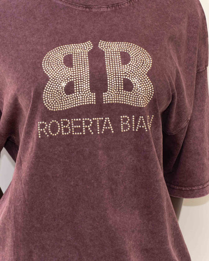 MAG8150 T-SHIRT CON BORCHIE BORDEAUX