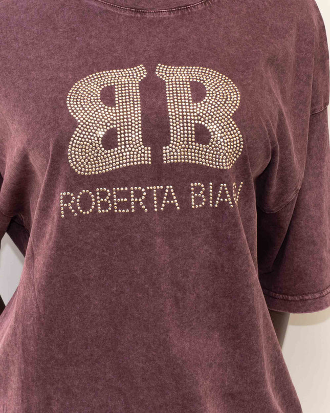 MAG8150 T-SHIRT CON BORCHIE BORDEAUX