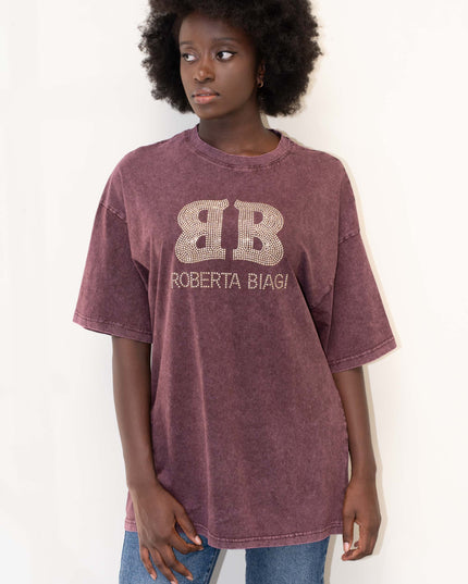 MAG8150 T-SHIRT CON BORCHIE BORDEAUX