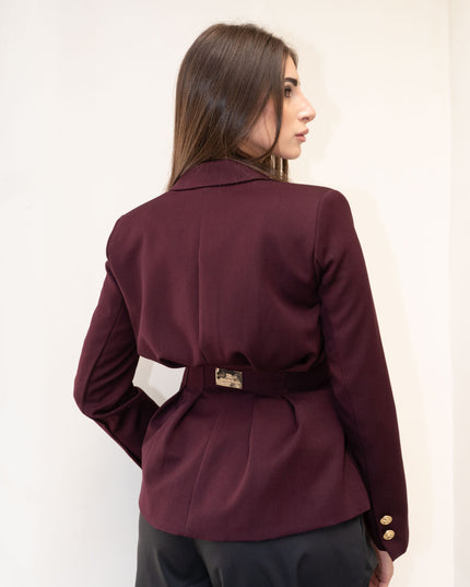 GIA1192 GIACCA CON RICAMO BAVERO BORDEAUX