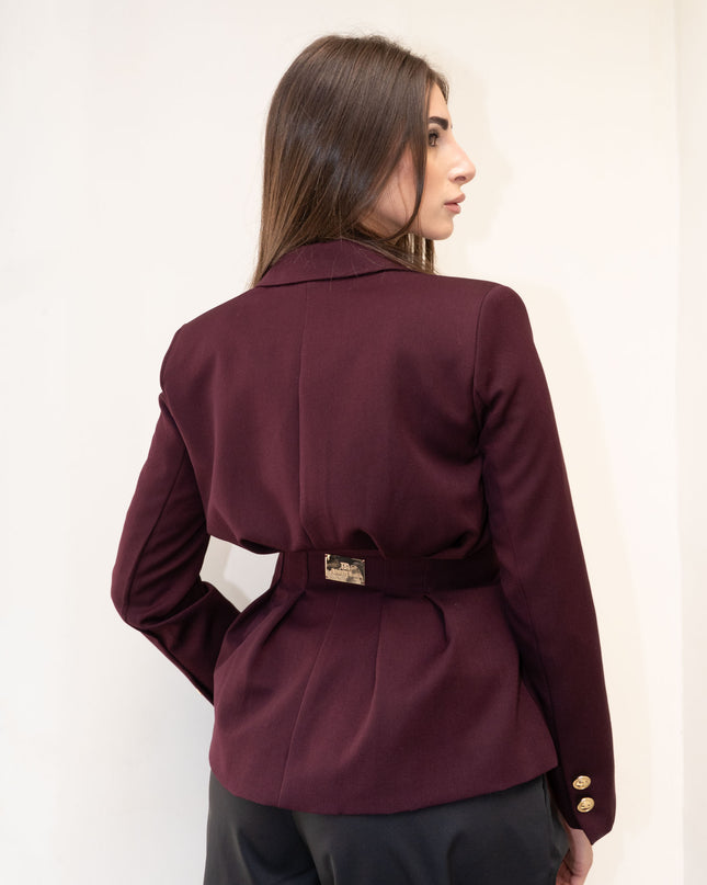 GIA1192 GIACCA CON RICAMO BAVERO BORDEAUX