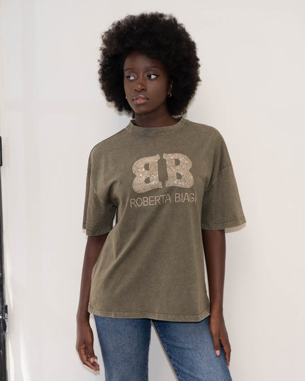 MAG8150 T-SHIRT CON BORCHIE VERDE