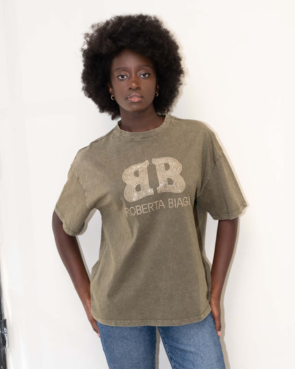 MAG8150 T-SHIRT CON BORCHIE VERDE