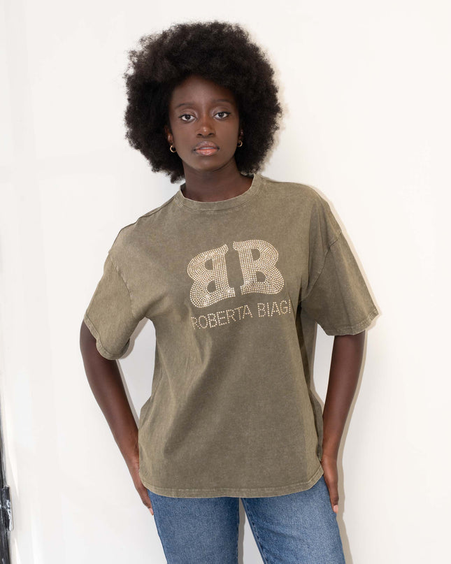 MAG8150 T-SHIRT CON BORCHIE VERDE
