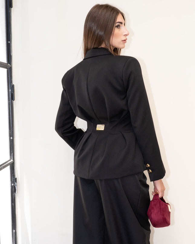GIA1192 GIACCA CON RICAMO BAVERO NERO