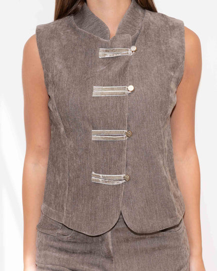 COM1306 COMPLETO IN VELLUTO TAUPE