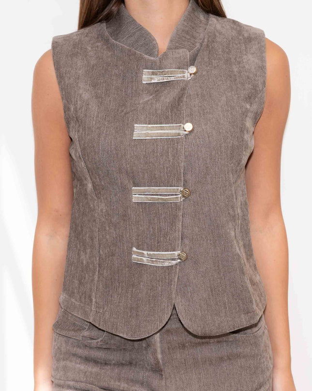 COM1306 COMPLETO IN VELLUTO TAUPE