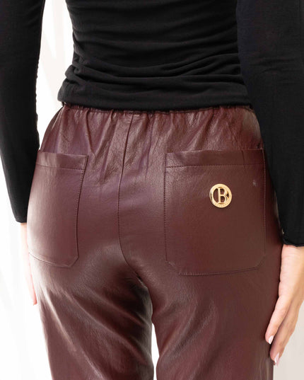 PAN4983 PANTALONE ECOPELLE CON ELASTICO IN VITA BORDEAUX