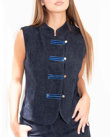 COM1306 COMPLETO IN VELLUTO BLU