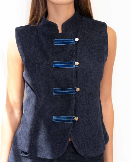 COM1306 COMPLETO IN VELLUTO BLU