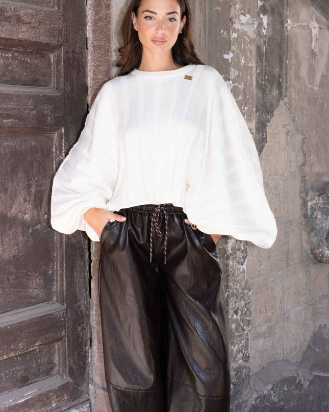 PAN5019 PANTALONE ECOPELLE MORO