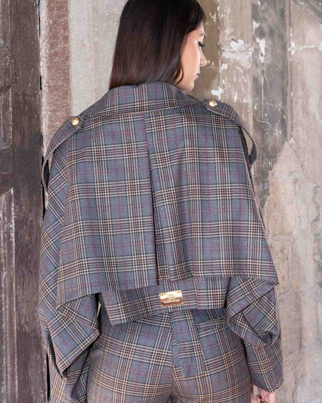 COM1309 COMPLETO TARTAN GRIGIO/BEIGE