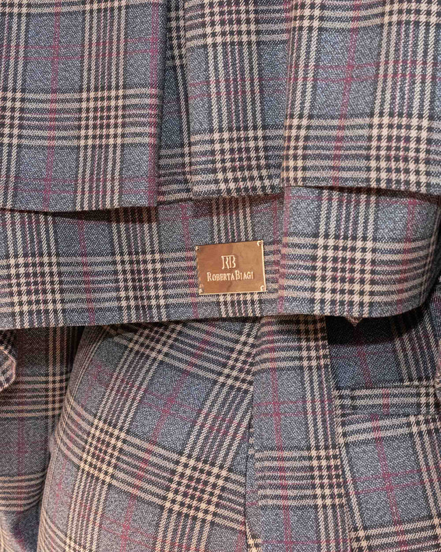 COM1309 COMPLETO TARTAN GRIGIO/BEIGE